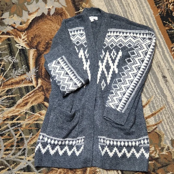 Lucky Brand Charcoal and Ivory Cardigan - Picture 1 of 9